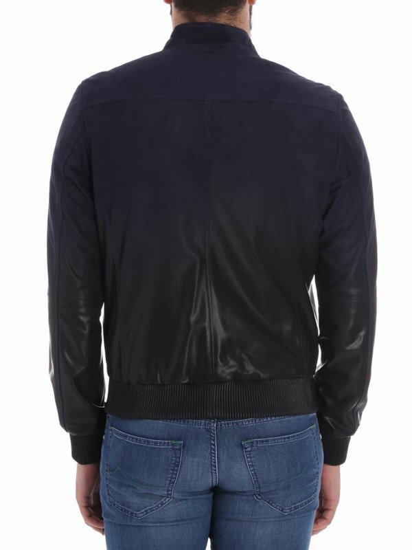 iKRIX KARL LAGERFELD: leather jacket - Blue leather and suede jacket