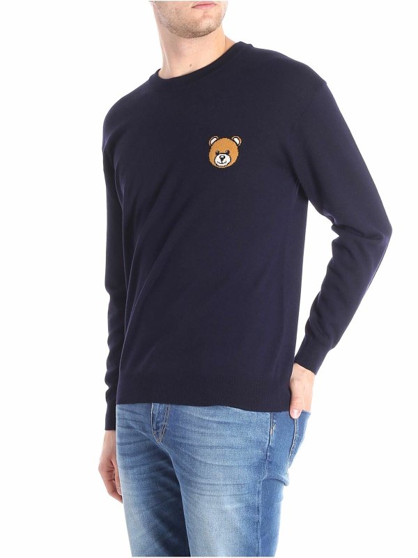 MOSCHINO: Pull col rond online - Pull Col Rond - Bleu