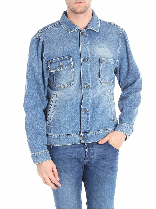 MOSCHINO: giacche casual - Giubbino in denim ricamo logo