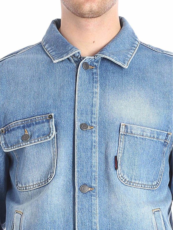 Giubbino in denim ricamo logo shop online: MOSCHINO