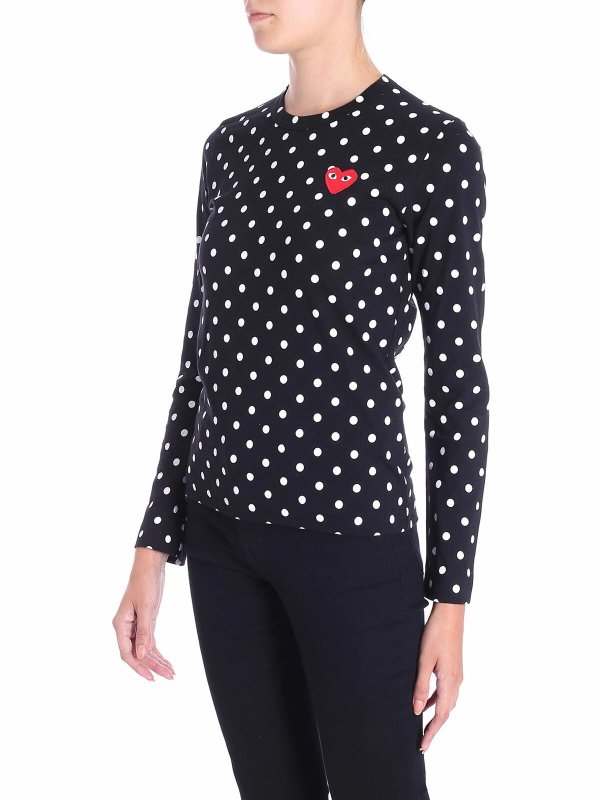 Comme des Garçons Play: t-shirts online - Black Red Heart dot T-shirt