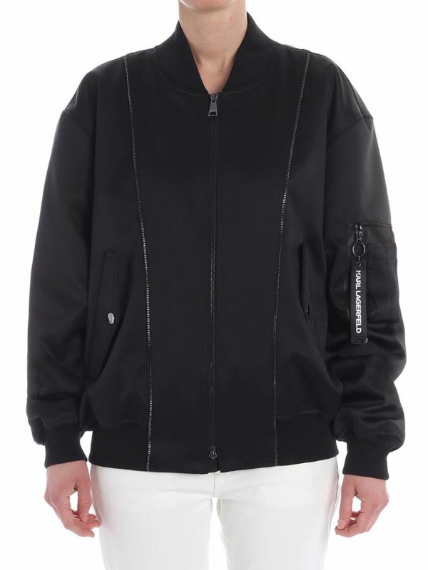 KARL LAGERFELD: casual jackets - Black oversize bomber
