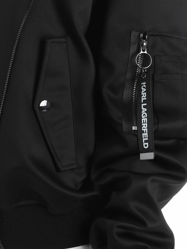 Black oversize bomber shop online: KARL LAGERFELD