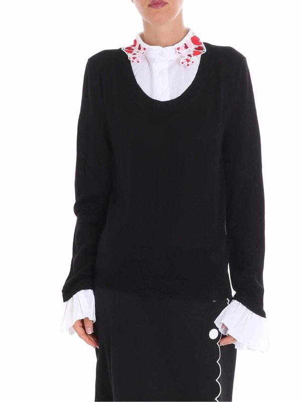 Vivetta: Turtlenecks & Polo necks - Zucchi black sweater with shirt neckline