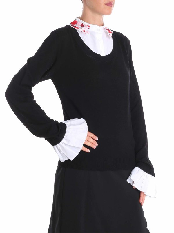 Vivetta: Turtlenecks & Polo necks online - Zucchi black sweater with shirt neckline