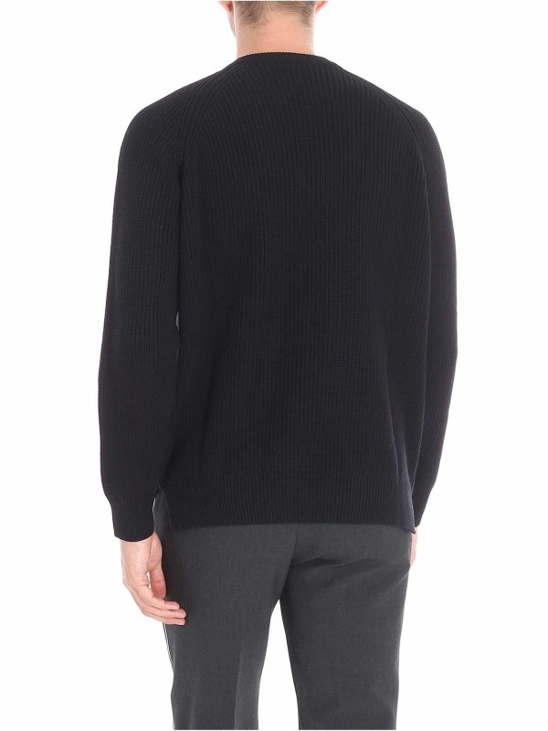 iKRIX KENZO: crew necks - Ribbed black pullover with zip on the necklin