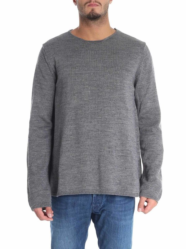COMME DES GARCONS SHIRT: Strickpullover mit Rundhalsausschnitt - Rundhalspullover - Grau