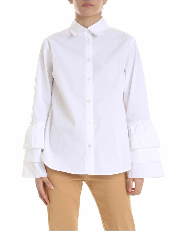 FUZZI: shirts - White shirt with flounces
