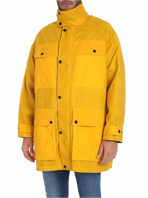 KENZO: knee length coats - Yellow fabric coat