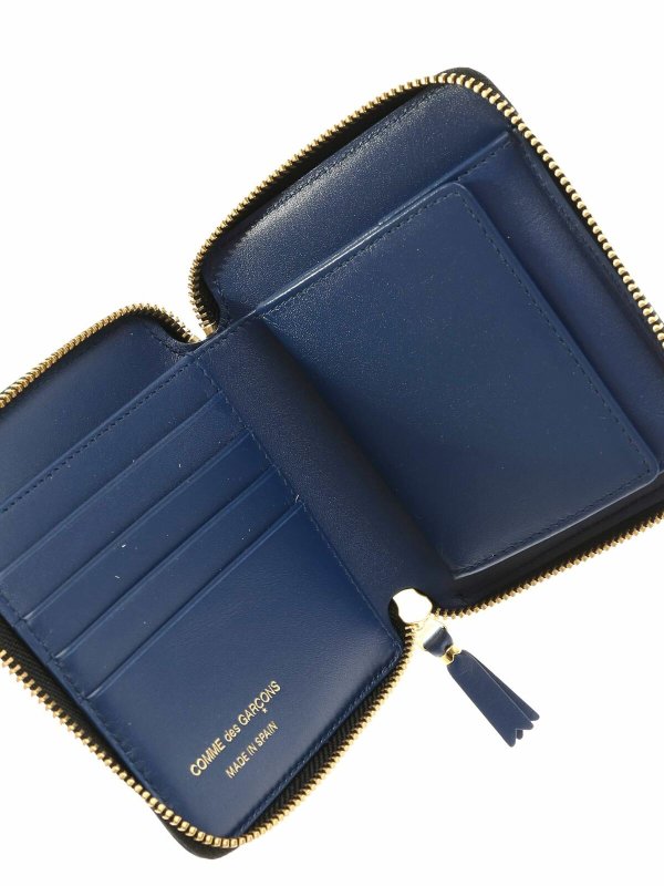 Comme des Garcons SA7100MI Colour Inside Wallet Black/Blue in Leather with  Gold-tone - US
