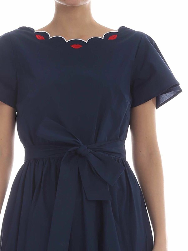 Olbia embroidered bell dress in blue shop online: Vivetta