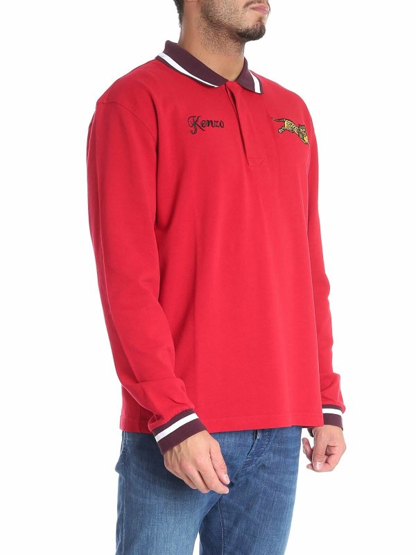 KENZO: polo shirts online - "Jumping Tiger" red polo