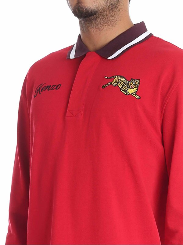 "Jumping Tiger" red polo shop online: KENZO