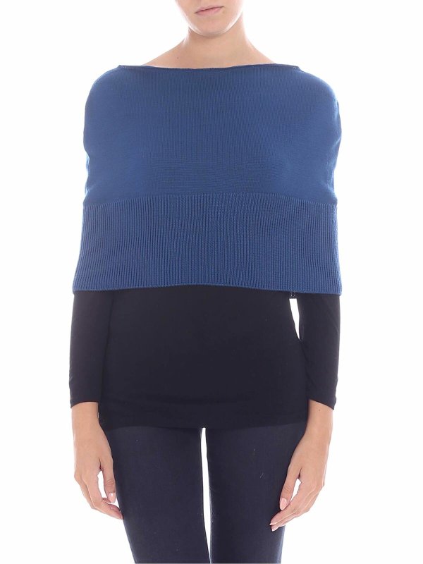 FUZZI: maglia a collo alto e polo - Cache-coeur blu in maglia