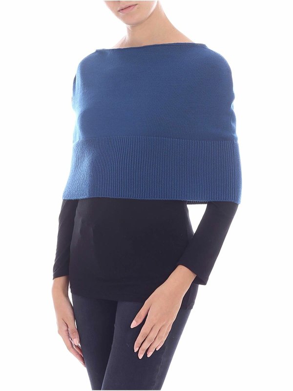 FUZZI: maglia a collo alto e polo online - Cache-coeur blu in maglia