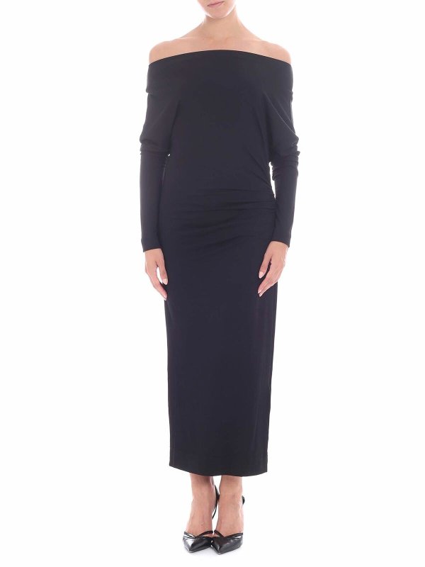 VIVIENNE WESTWOOD ANGLOMANIA: knee length dresses - Black off-shoulder dress
