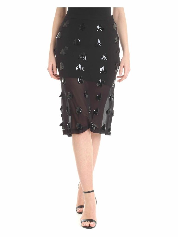 McQ Alexander Mcqueen: Knee length skirts & Midi - Semitransparent decorated skirtin black