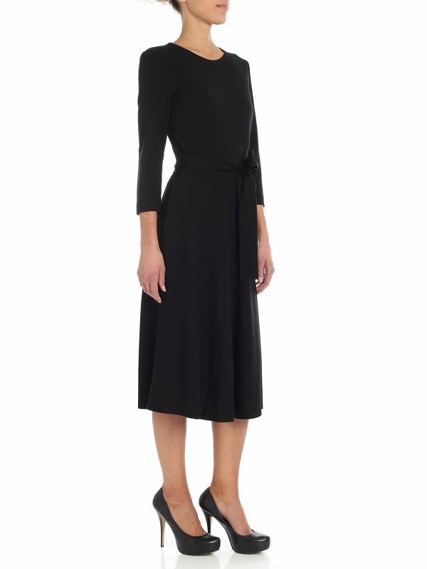 Fuzzi Abito midi nero con nastro in vita Nero F8171711575999