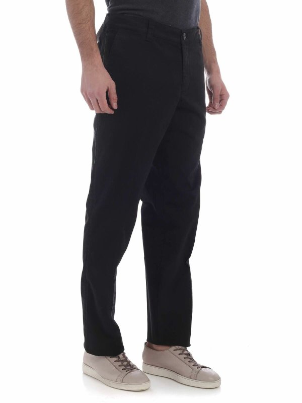 KENZO: casual trousers online - Black chino trousers with green stitching