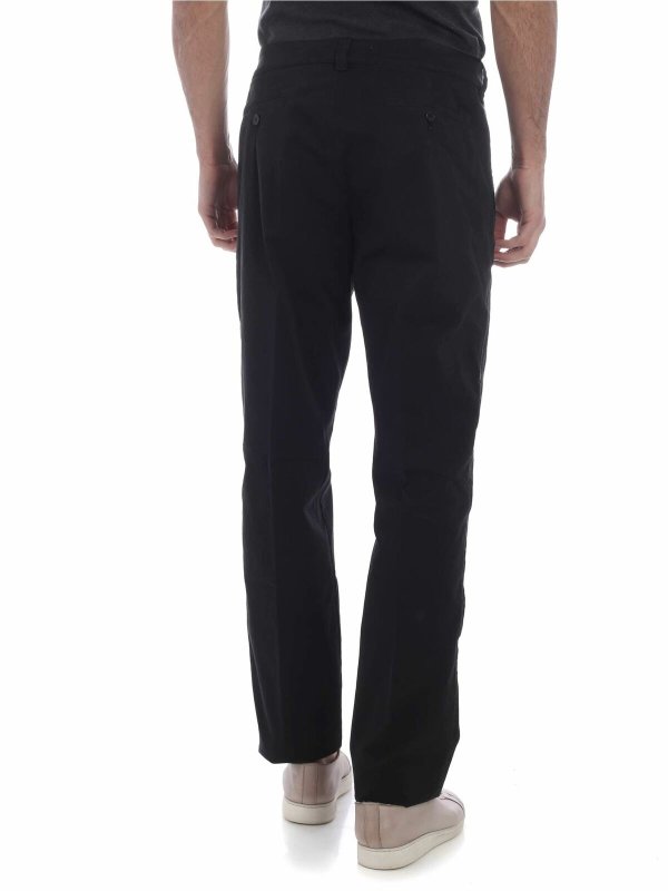 iKRIX KENZO: casual trousers - Black chino trousers with green stitching