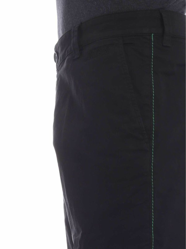 Black chino trousers with green stitching shop online: KENZO