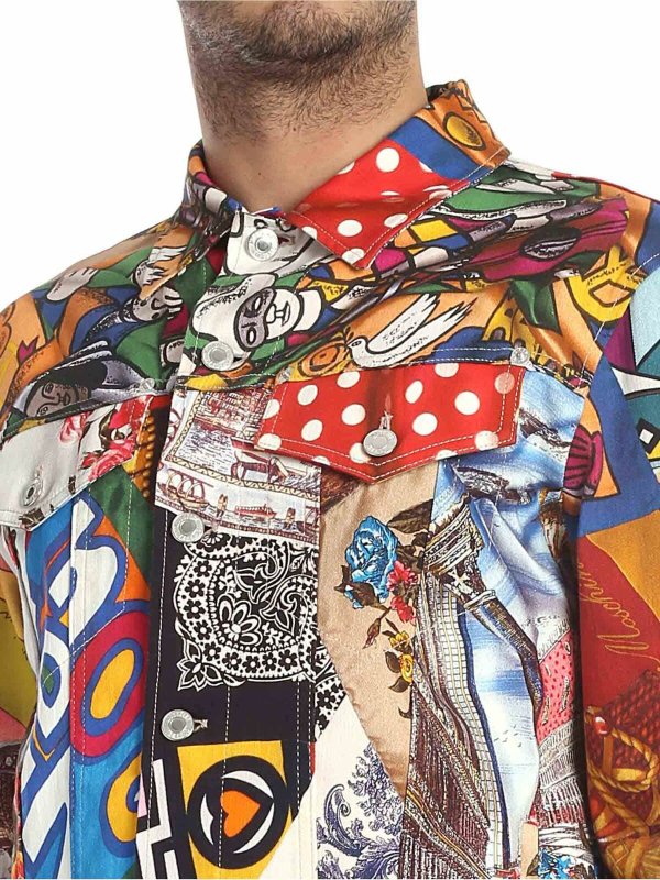 Multicolor jacket with foulard print shop online: MOSCHINO