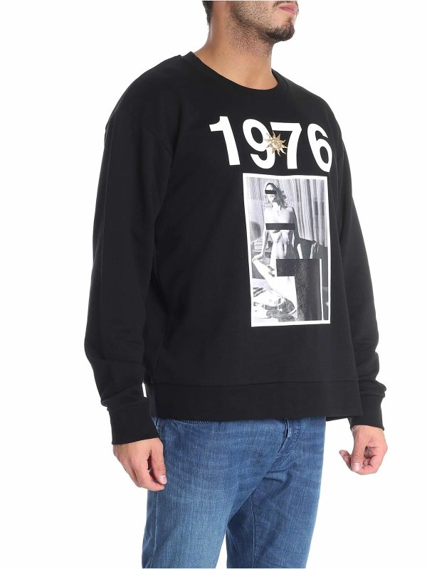 FAUSTO PUGLISI: Sweatshirts & Sweaters online - Black sweatshirt 1976 print