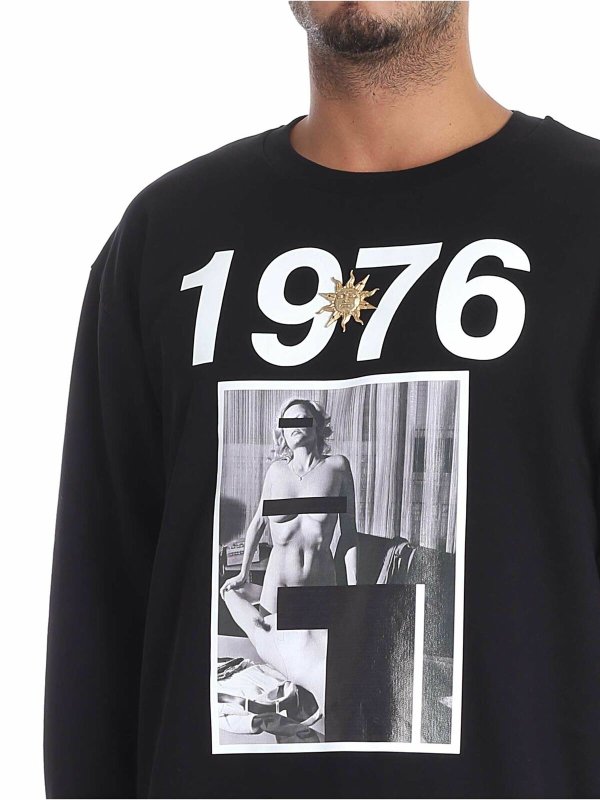 Black sweatshirt 1976 print shop online: FAUSTO PUGLISI