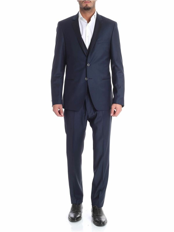 KARL LAGERFELD: suits - Blue two-button wool dress