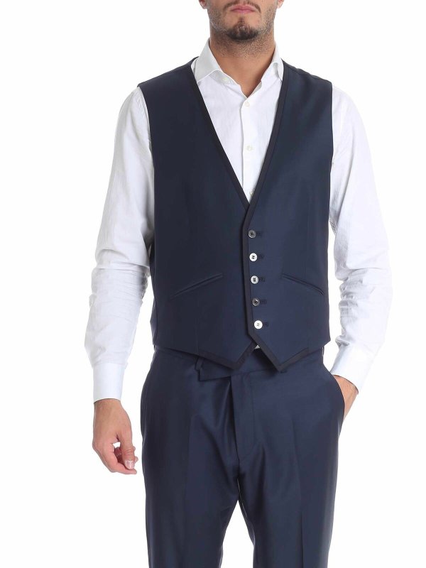 iKRIX KARL LAGERFELD: Blue two-button wool dress