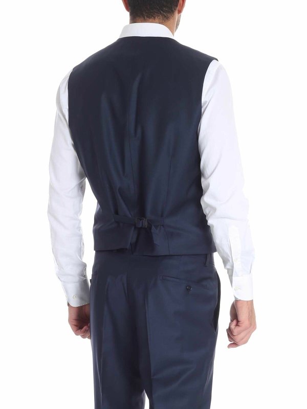 Blue two-button wool dress