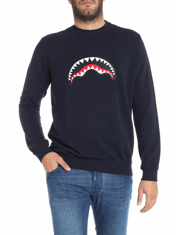 SPRAYGROUND: Sweatshirts & Sweaters - Blue sweatshirt with logo patch