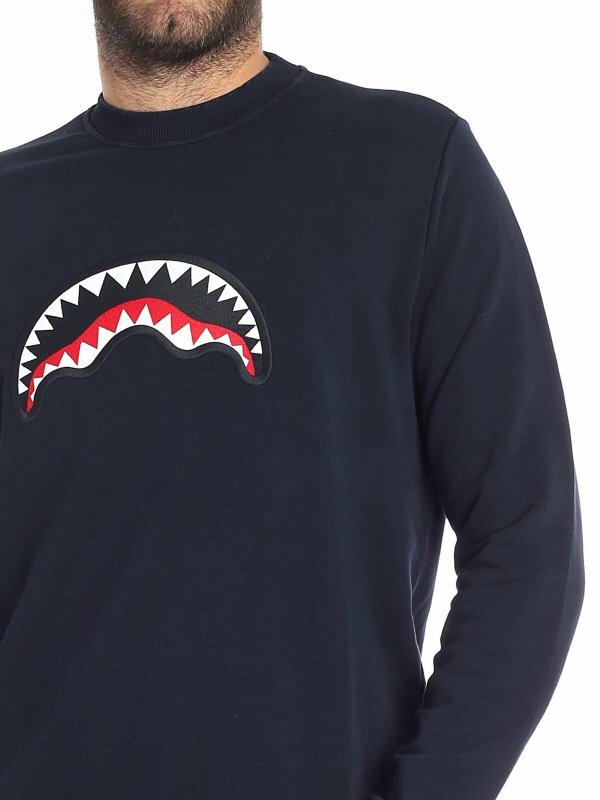 Blue sweatshirt with logo patch shop online: SPRAYGROUND