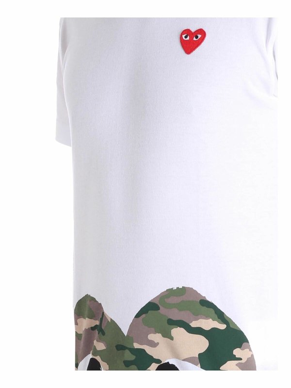 White camouflage heart print t-shirt shop online: Comme des Garçons Play