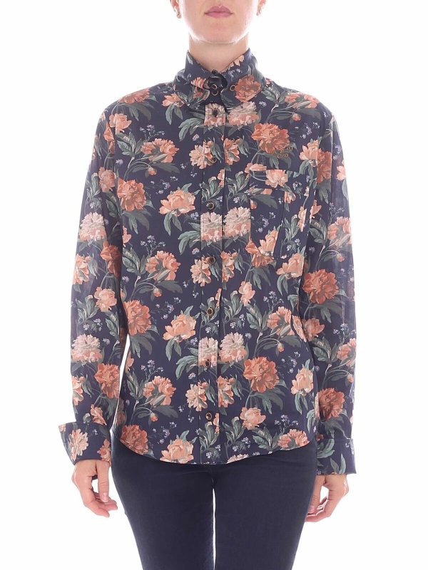 VIVIENNE WESTWOOD: shirts - Blue floral printed shirt