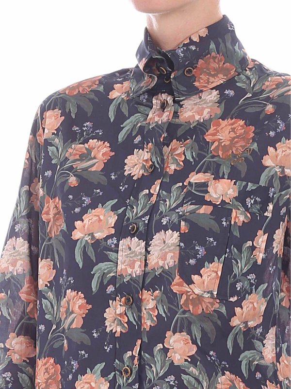 Blue floral printed shirt shop online: VIVIENNE WESTWOOD