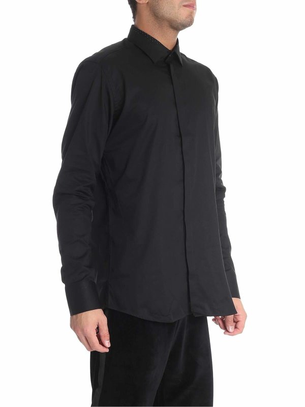 KARL LAGERFELD: shirts online - Black shirt with polka dot insert