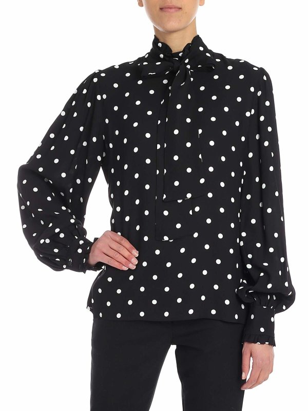 Vivetta: blouses - Black polka dot blouse