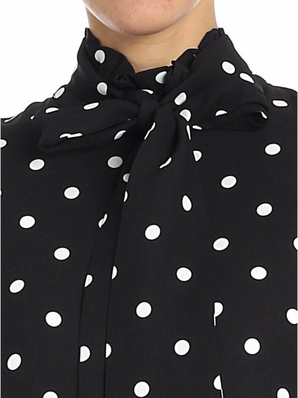 Black polka dot blouse shop online: Vivetta