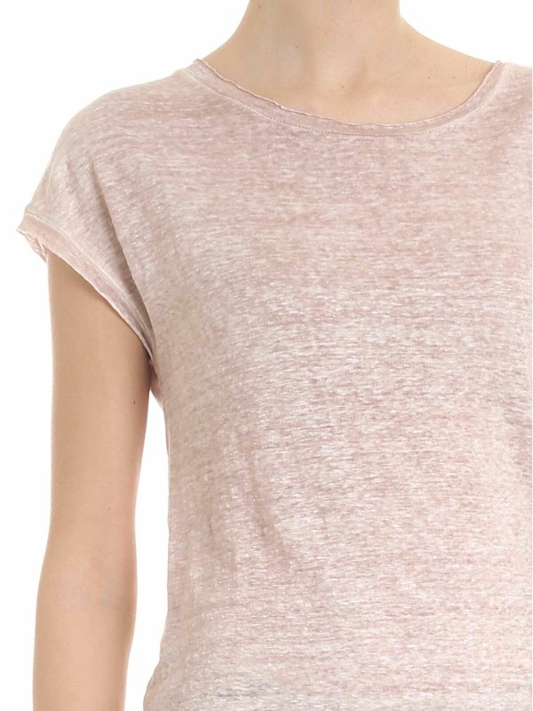 Pink linen t-shirt shop online: AVANT-TOI