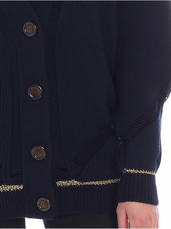 Cardigan overfit blu con inserti in lamé dora shop online: SEE BY CHLOE