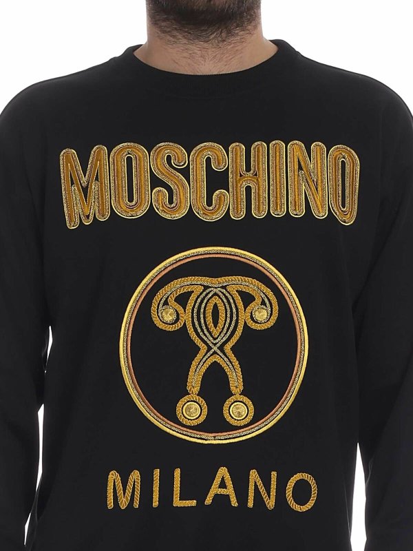 Felpa nera Moschino Double Question dorato shop online: MOSCHINO