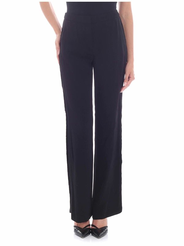KARL LAGERFELD: casual trousers - Black trousers with velvet flounces