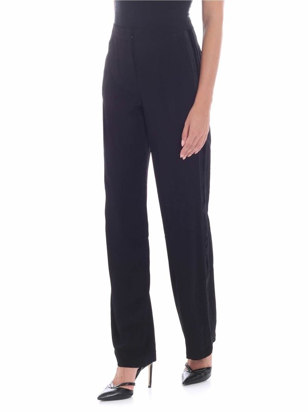 KARL LAGERFELD: casual trousers online - Black trousers with velvet flounces