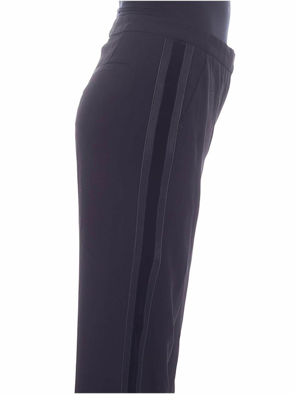 Black trousers with velvet flounces shop online: KARL LAGERFELD