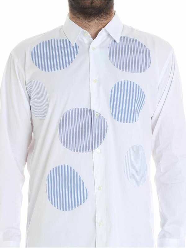 Camicia bianca con toppe a righe shop online: COMME DES GARCONS SHIRT