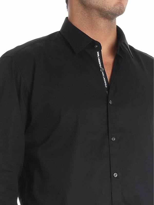 Black cotton shirt shop online: KARL LAGERFELD
