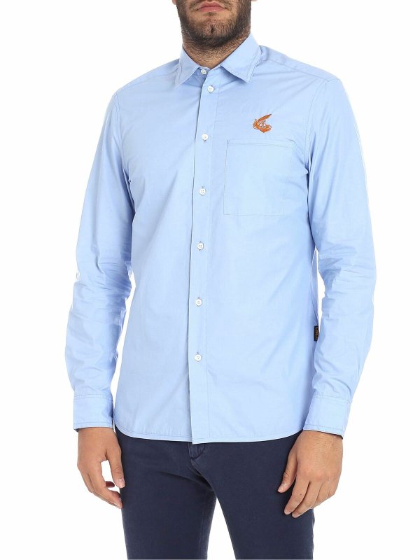 VIVIENNE WESTWOOD ANGLOMANIA: shirts - Light blue "Chaos" shirt with patch pocket