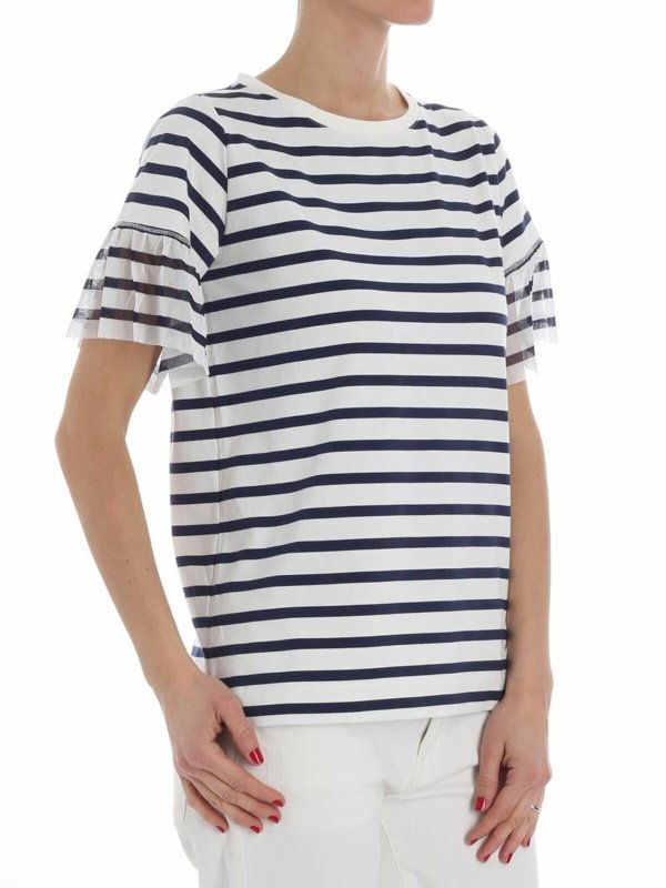 FUZZI: t-shirt online - T-shirt a righe bianca e blu