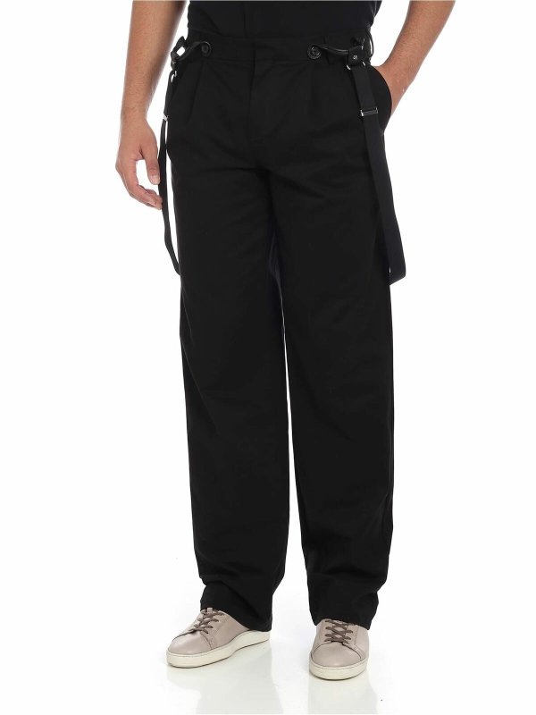MOSCHINO: casual trousers - Black pants with pleats